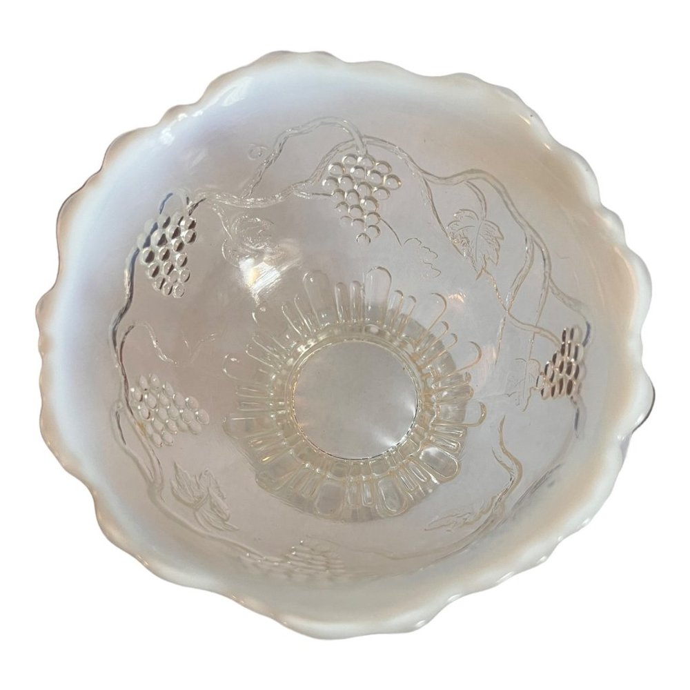 Vtg Jefferson Northwood Glass Opalescent Edge Grapes Footed Candy Bowl - Picture 5 of 6